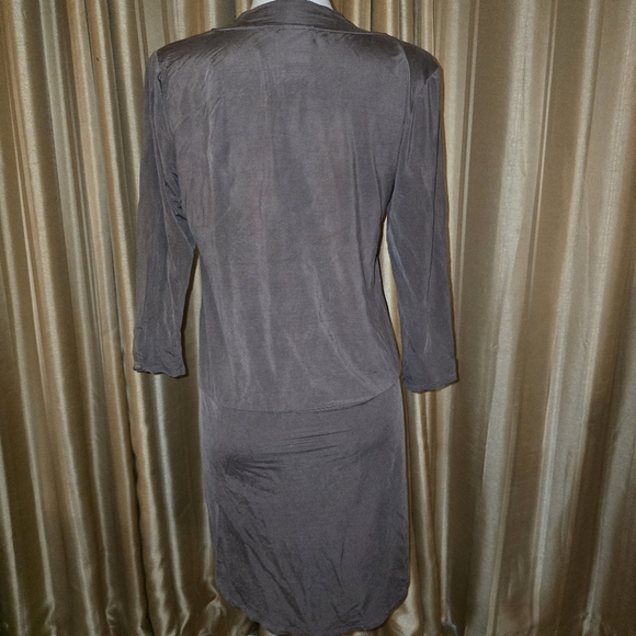 Dolan Left Coast Collection Taupe V-Neck Long Sleeve Dress Size Medium - Picture 6 of 9